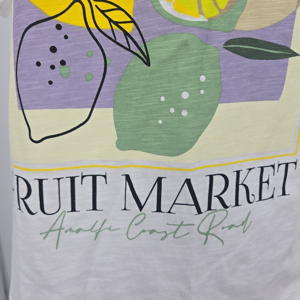 JOEI & I Women's Large Crew Neck Short Sleeve T-shirt Top Fruit Market NWT L - Picture 2 of 7